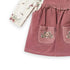 Floral Pocket Corduroy Girl Dresse Set Tshirt With Dangri Style Frock 1-4Y