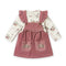 Floral Pocket Corduroy Girl Dresse Set Tshirt With Dangri Style Frock 1-4Y