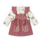 Floral Pocket Corduroy Girl Dresse Set Tshirt With Dangri Style Frock 1-4Y