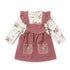 Floral Pocket Corduroy Girl Dresse Set Tshirt With Dangri Style Frock 1-4Y