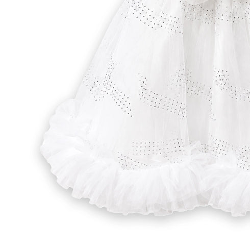 White Flower Bunch Bead Baby Girl Frocks 1-6Y