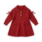 Woolen Burgundy Bowknot Baby Girl Frocks