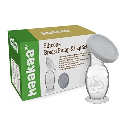 Haakaa Gen 2 Silicone Breast Pump with Suction Base and Leak-Proof Silicone Cap, 4 oz/100 ml, BPA PVC and Phthalate Free