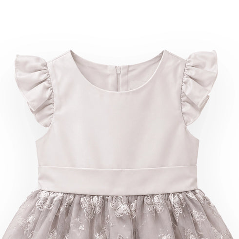 Beige Butterfly Baby Girl Party Frocks 3-6Y