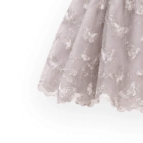 Beige Butterfly Baby Girl Party Frocks 3-6Y