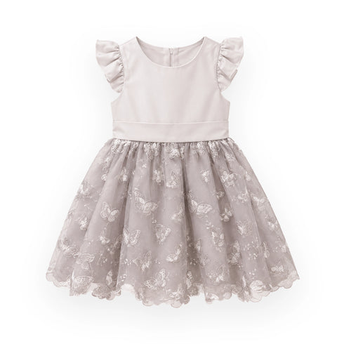 Beige Butterfly Baby Girl Party Frocks 3-6Y