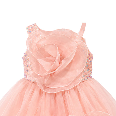 Pink Sequin Flower Baby Girl Frocks 1-6Y