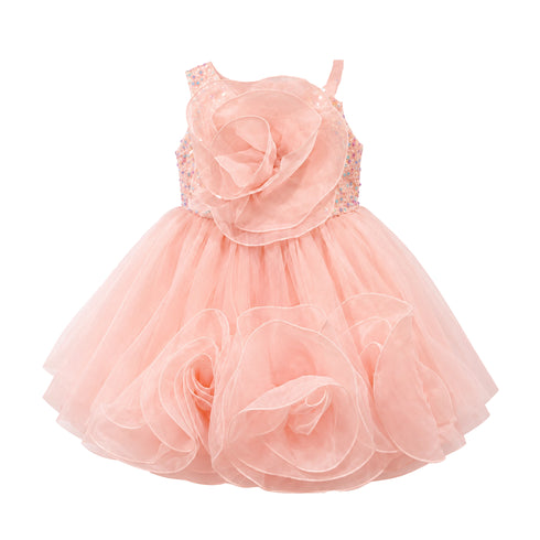 Pink Sequin Flower Baby Girl Frocks 1-6Y