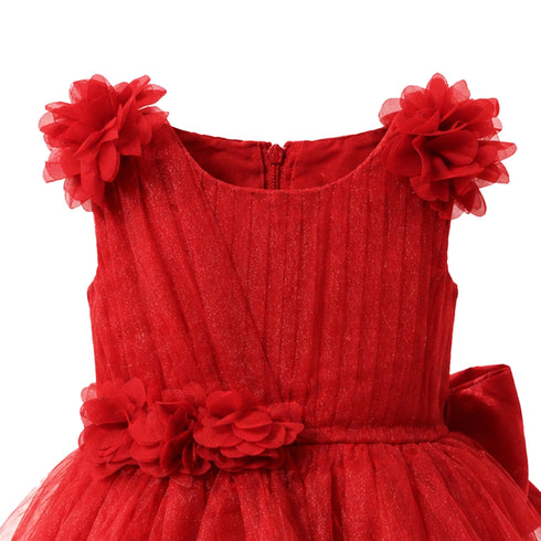 Red Floral Baby Girl Party Frocks 1-6Y