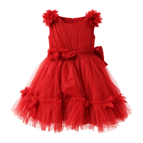 Red Floral Baby Girl Party Frocks 1-6Y