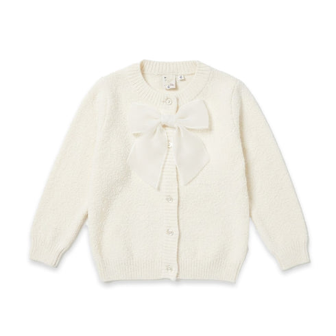 Woolen White Glittered Girl Sweater Front Open 3-7 Years