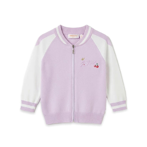 Woolen Purple Girl Zipper Sweater 3-7 Years
