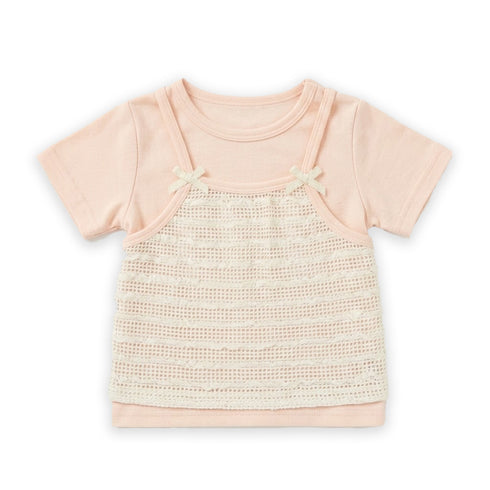 Girls Two Pcs Top Dangri Style Baby Pink