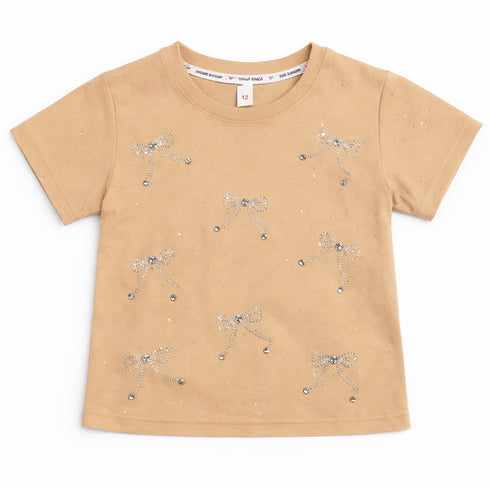 Girls Beige Stone Design T-Shirt