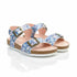 Girls Blue Two-Strap Slide Sandal Butterfly Floral Print
