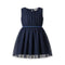 Girls Casual & Party Wear Frock Navy Blue Emb Net