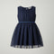 Girls Casual & Party Wear Frock Navy Blue Emb Net