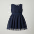 Girls Casual & Party Wear Frock Navy Blue Emb Net