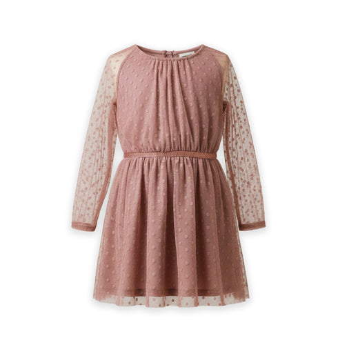 Girls Casual & Party Wear Frock Pink Emb Net