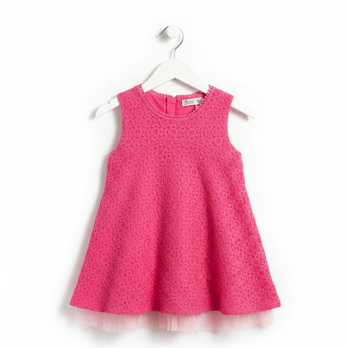 Girls Cotton Frock Pink Chicken