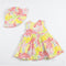 Girls Cotton Frock with Hat Yellow and Pink Floral Printed