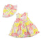 Girls Cotton Frock with Hat Yellow and Pink Floral Printed