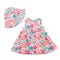Girls Cotton Frock with Summer Hat Pink Floral Printed