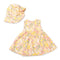 Girls Cotton Frock with Summer Hat Peach Floral Printed