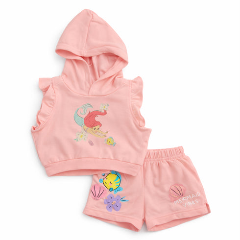 Hooded T-Shirt & Shorts Suit Pink Mermaid