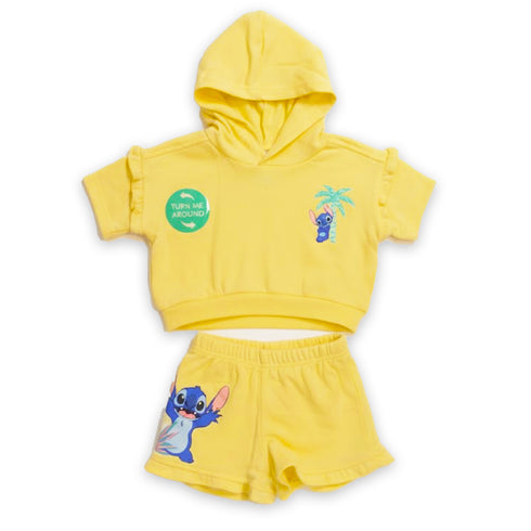 Hooded T-Shirt & Shorts Suit Yellow Stitch