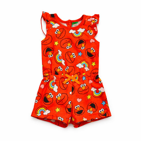 Girls Cotton Jumpsuit Red Elmo