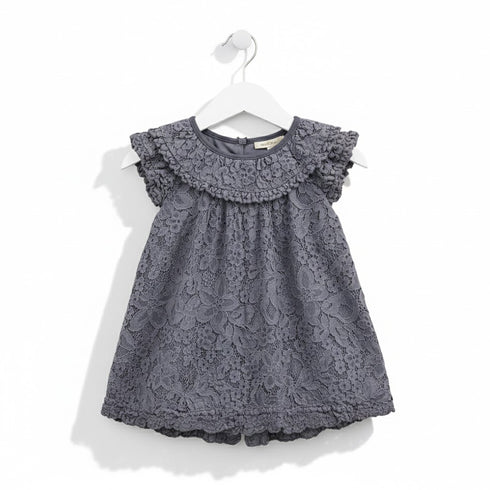 Cotton & Net Frock Grey Floral