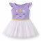 Girls Cotton & Net Frock Purple Unicorn