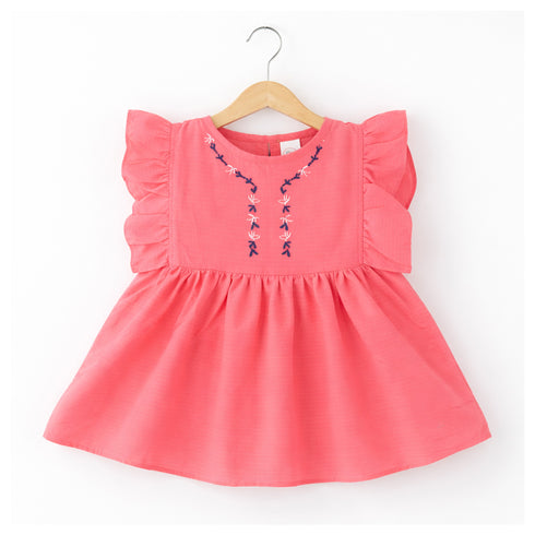 Girls Cotton Top Pink Embroidered Eastern Wear Style