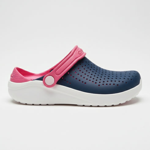 Girls Croslite Clogs Blue Pink Croc Design