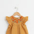 Girls Eastern Dress Cotton Top Beige Floral Embroidered