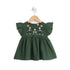 Girls Eastern Dress Cotton Top Green Floral Embroidered