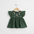 Girls Eastern Dress Cotton Top Green Floral Embroidered