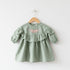 Girls Eastern Dress Cotton Top Light Green Floral Embroidered