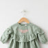 Girls Eastern Dress Cotton Top Light Green Floral Embroidered