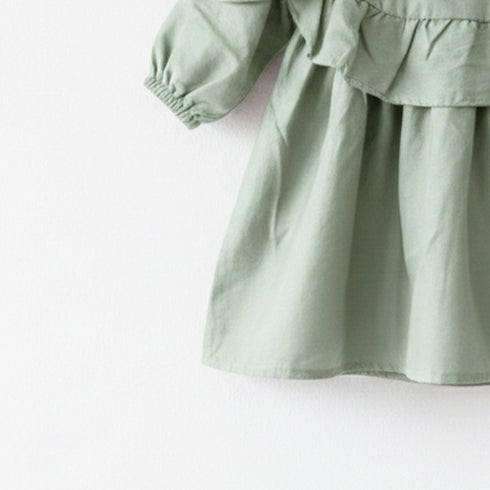 Girls Eastern Dress Cotton Top Light Green Floral Embroidered