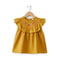 Girls Eastern Dress Cotton Top Mustard Yellow Floral Embroidered