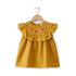 Girls Eastern Dress Cotton Top Mustard Yellow Floral Embroidered