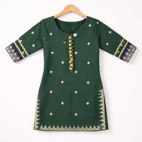 Girls Eastern Wear Suit Green & Navy Garara Style