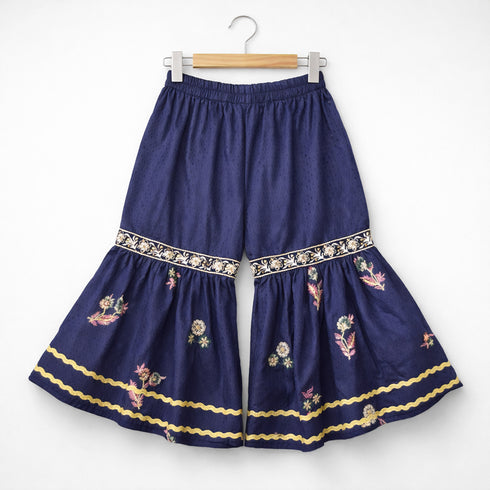 Girls Eastern Wear Suit Green & Navy Garara Style