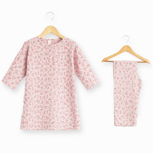 Girls Eastern Wear Suit Pink Floral