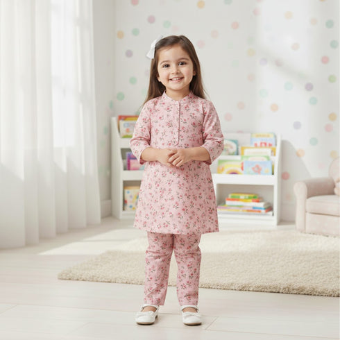 Girls Eastern Wear Suit Pink Floral
