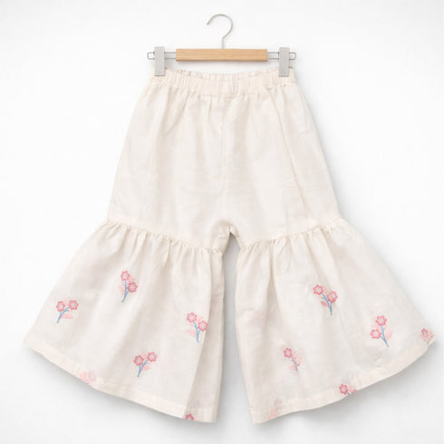 Girls Eastern Wear Suit White & Blue Floral Embroidered Garara Style