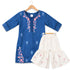 Girls Eastern Wear Suit White & Blue Floral Embroidered Garara Style