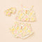 Girls Infants Cotton Dress Set Top with Shorts and Headband Pink and Yellow Printed